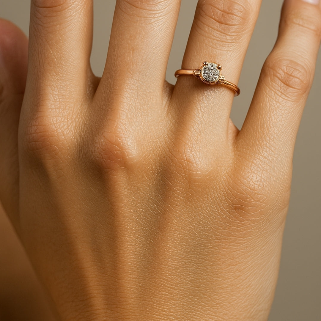 Rose Gold Pebble Solitaire Ring