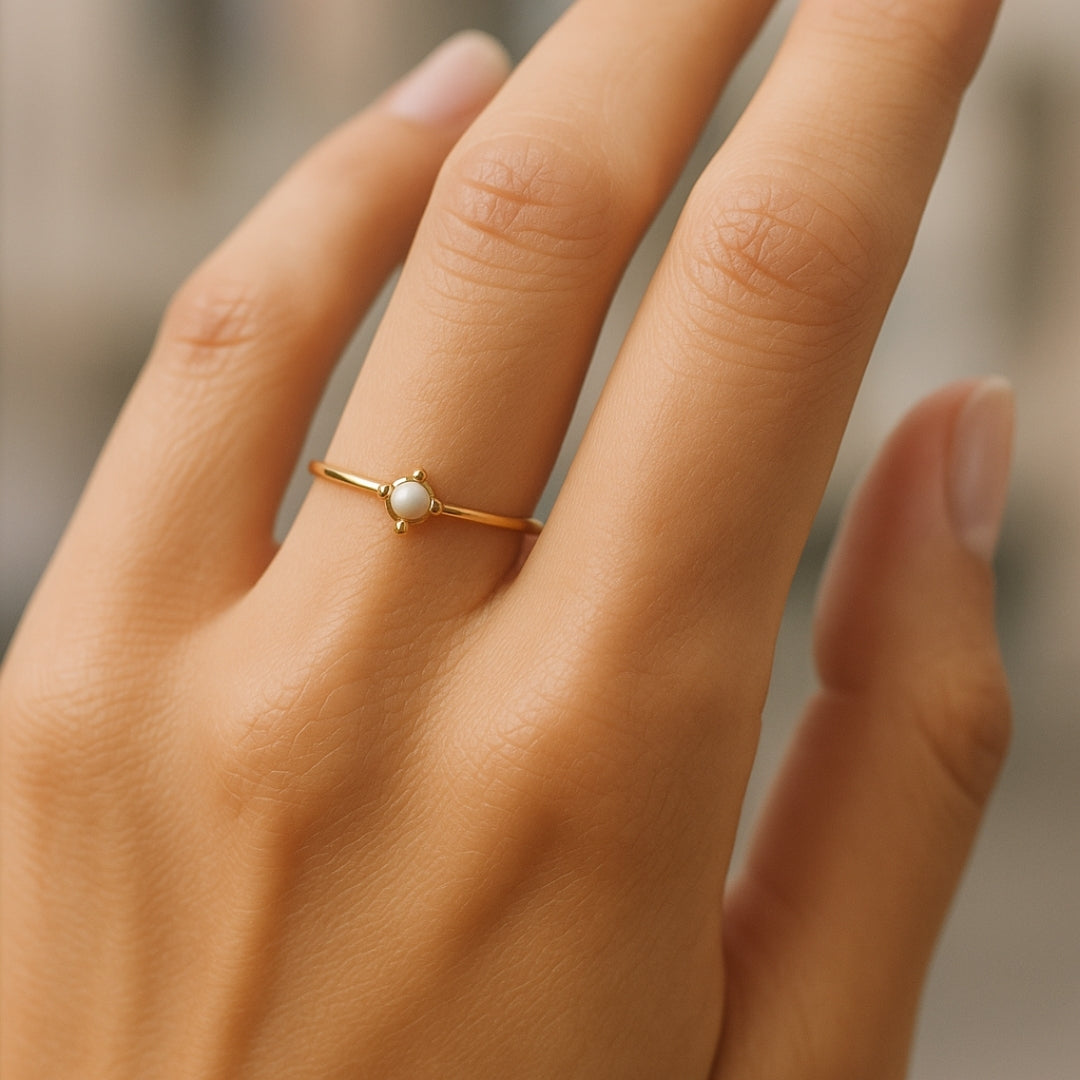 White Stone Gold Ring