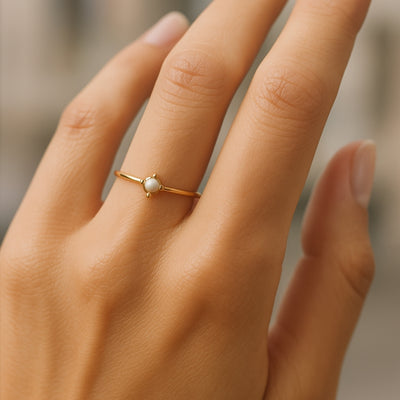 White Stone Gold Ring