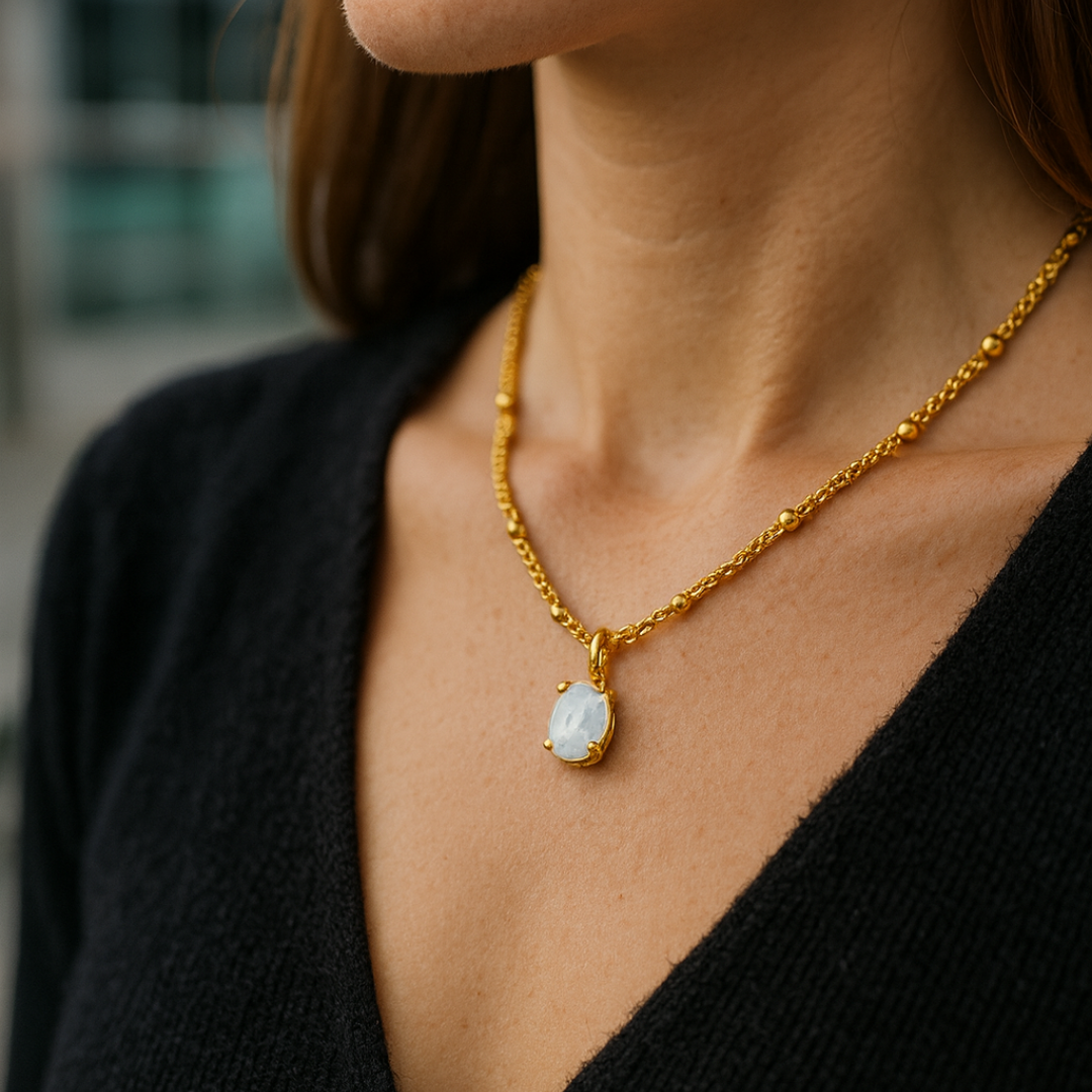 White Opal Gold Necklace