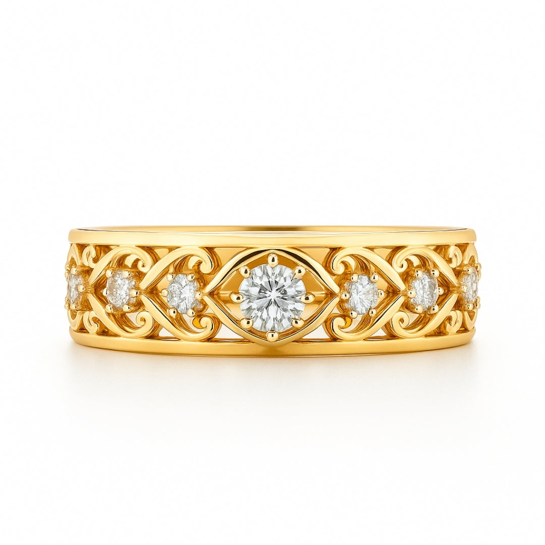 Hollow Zirconia Fine Gold Ring