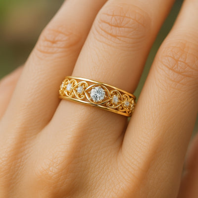 Hollow Zirconia Fine Gold Ring