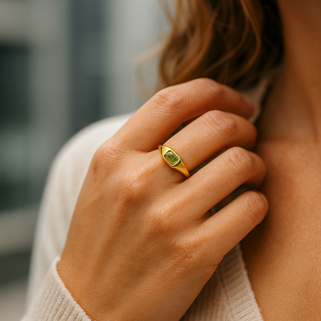 Olive Spark Gold Ring