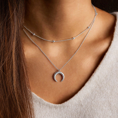 Elegant Half Moon Balls Necklace for Women