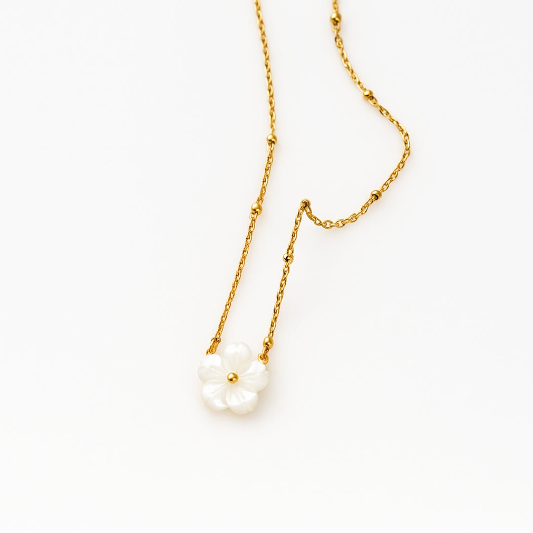 White Petal Gold Necklace