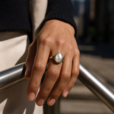 Baroque Inlaid Pearl Gold Ring