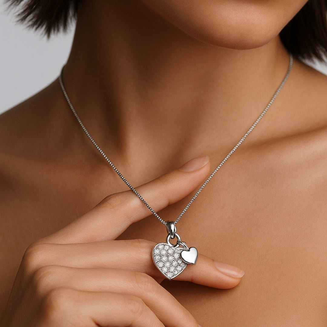 Twin Heart Pendant Necklace