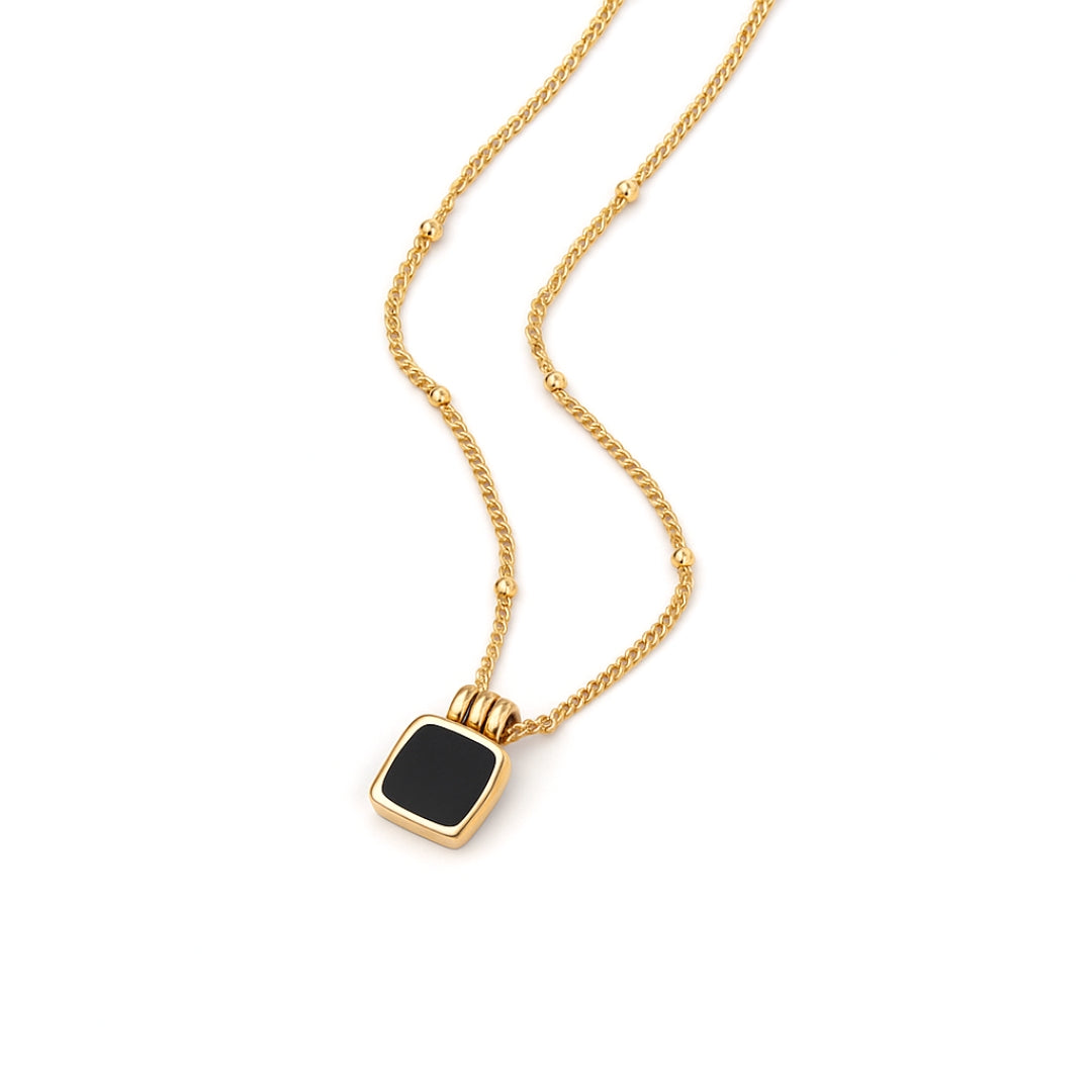 Black Stone Gold Necklace
