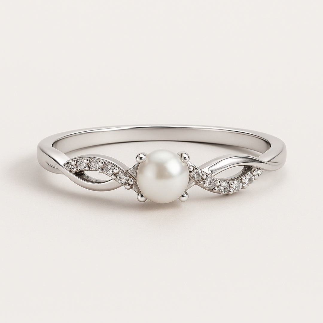 Singular Pearl Zirconia Silver Ring