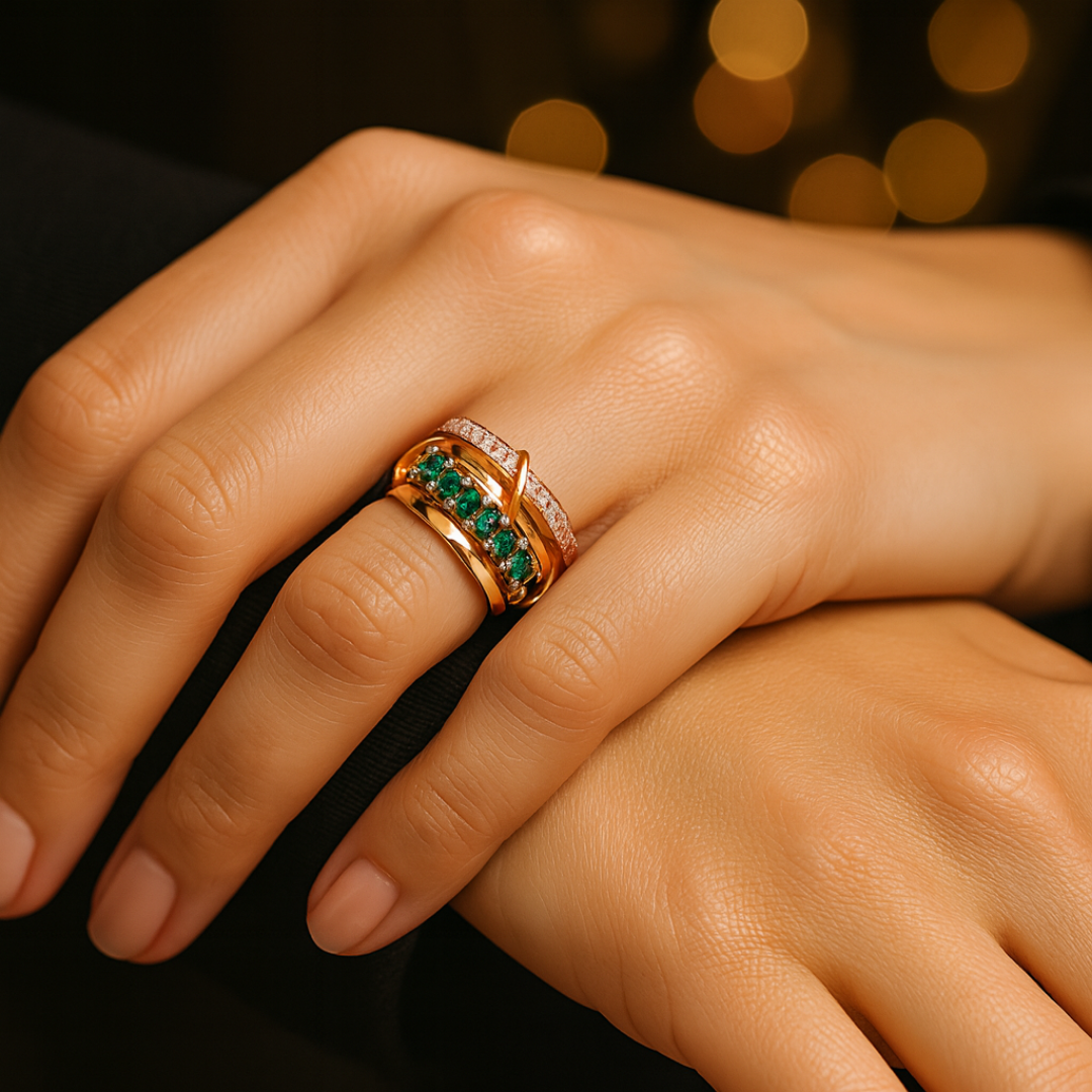 Emerald Sparkle Gold Ring