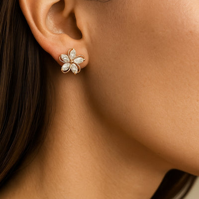Rose Gold Blossom Stud Earrings