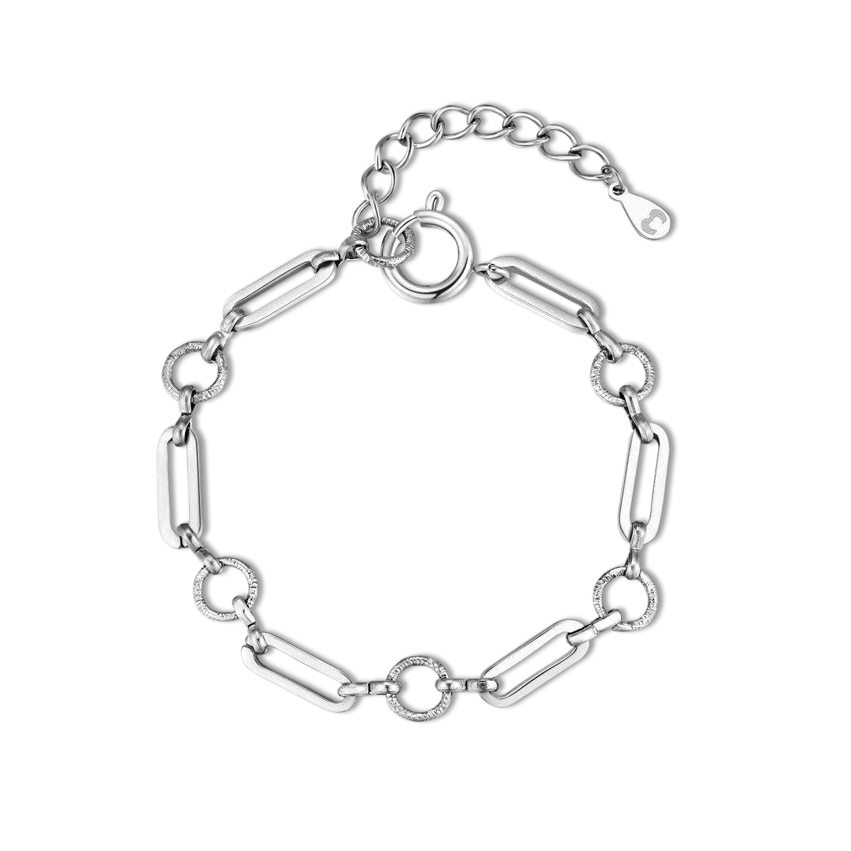 Elegant Links and Circles Bracelet - Sterling Silver