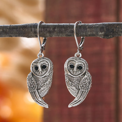Leverback Vintage Barn Owl Earrings