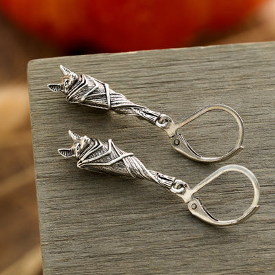 Leverback Vintage Hanging Bat Earrings