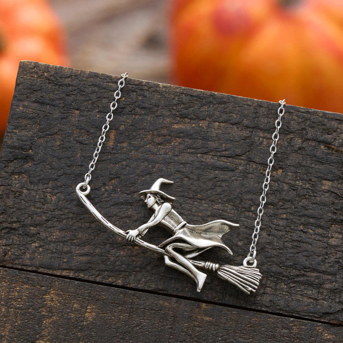 Vintage Flying Witch Necklace