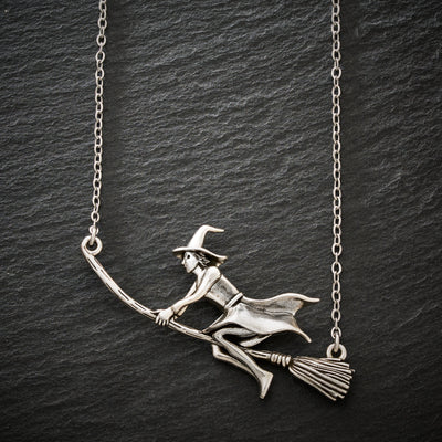 Vintage Flying Witch Necklace