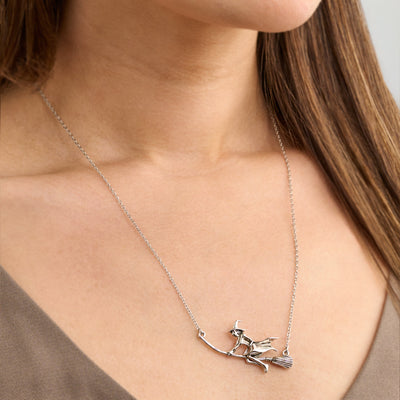 Vintage Flying Witch Necklace