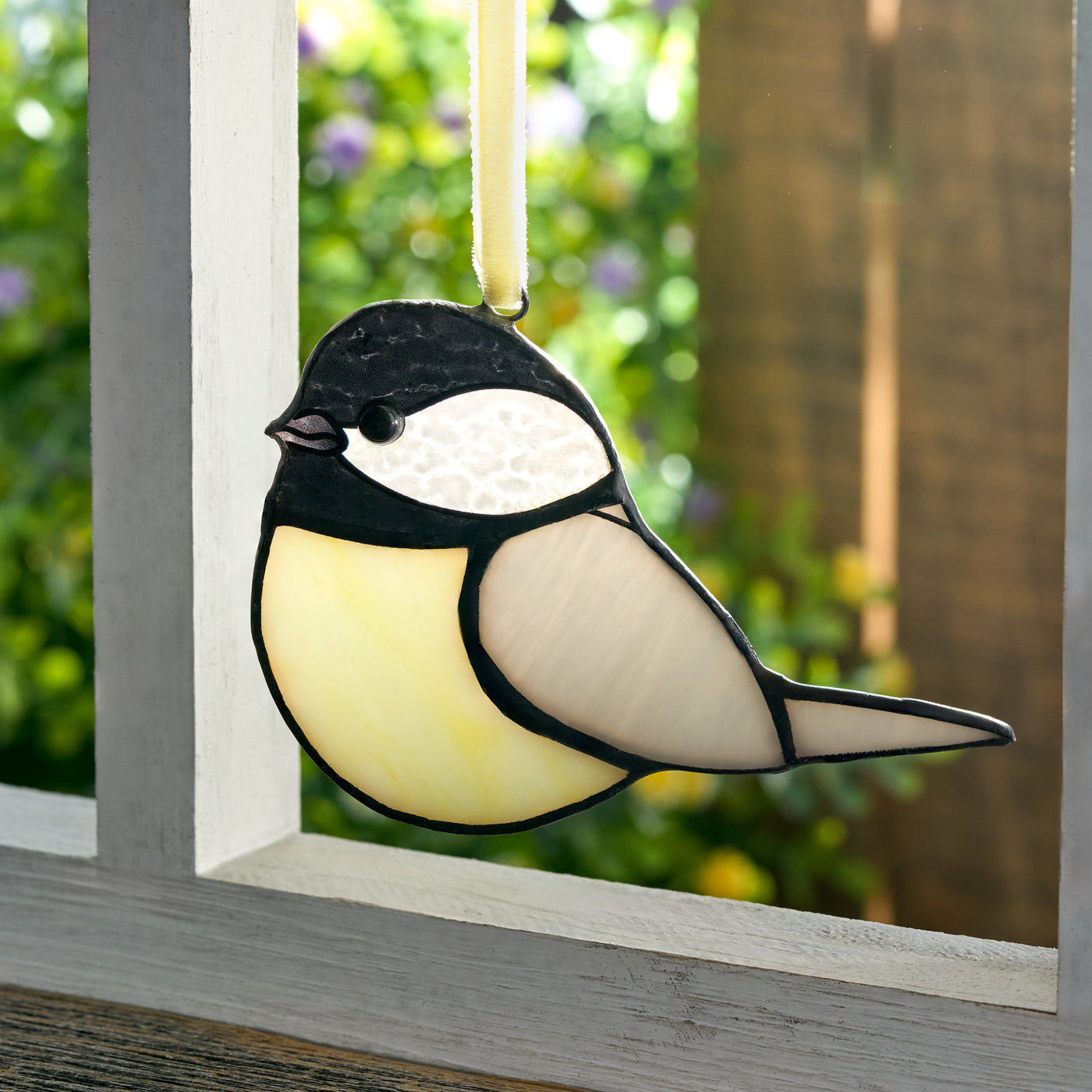 Stained Glass Chickadee Ornament