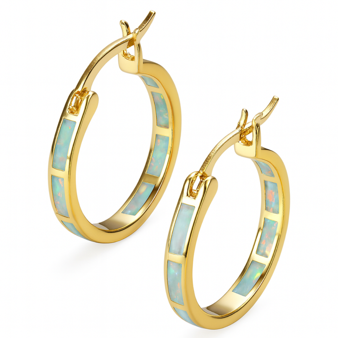 Opal Bar Hoops