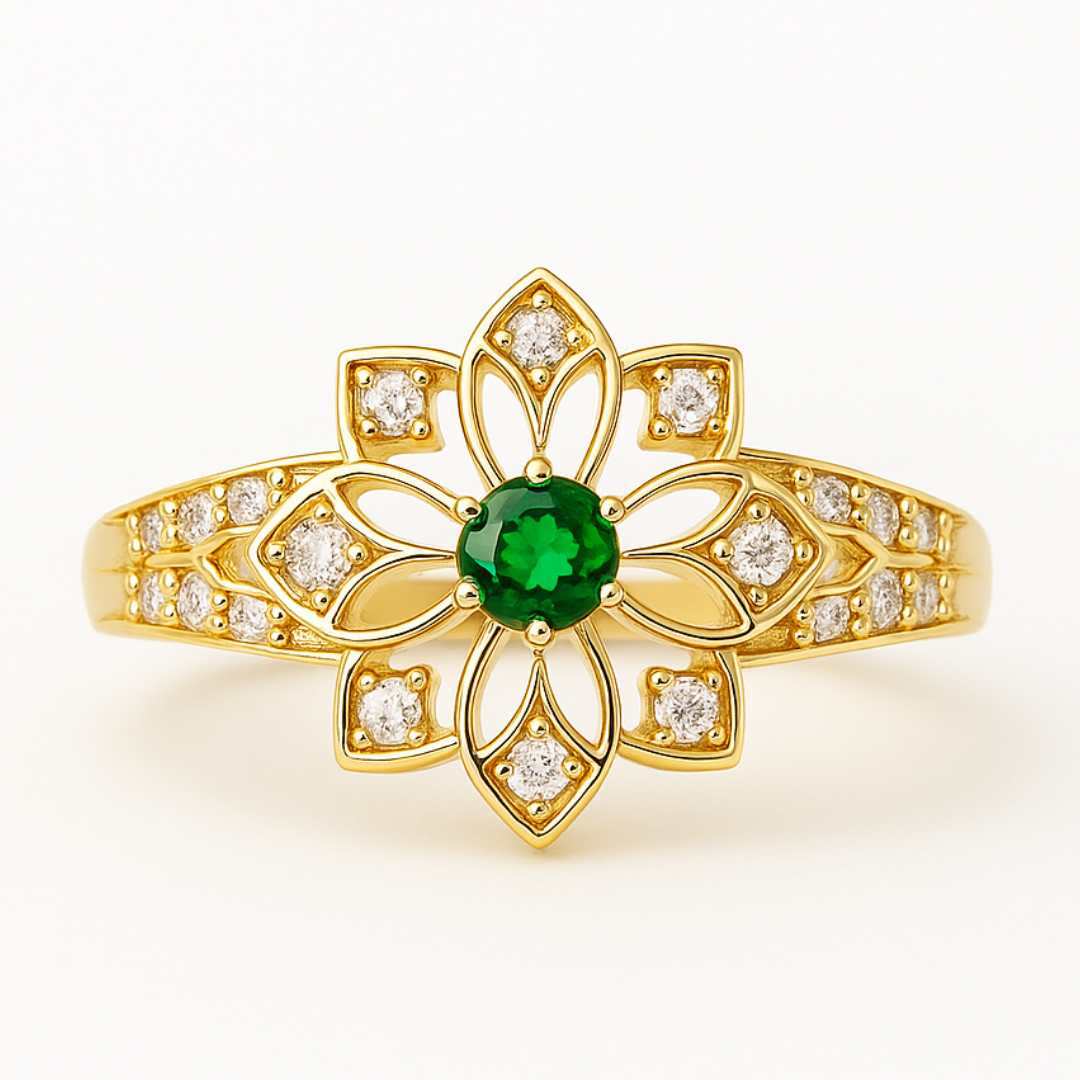 Green Sunburst Ring