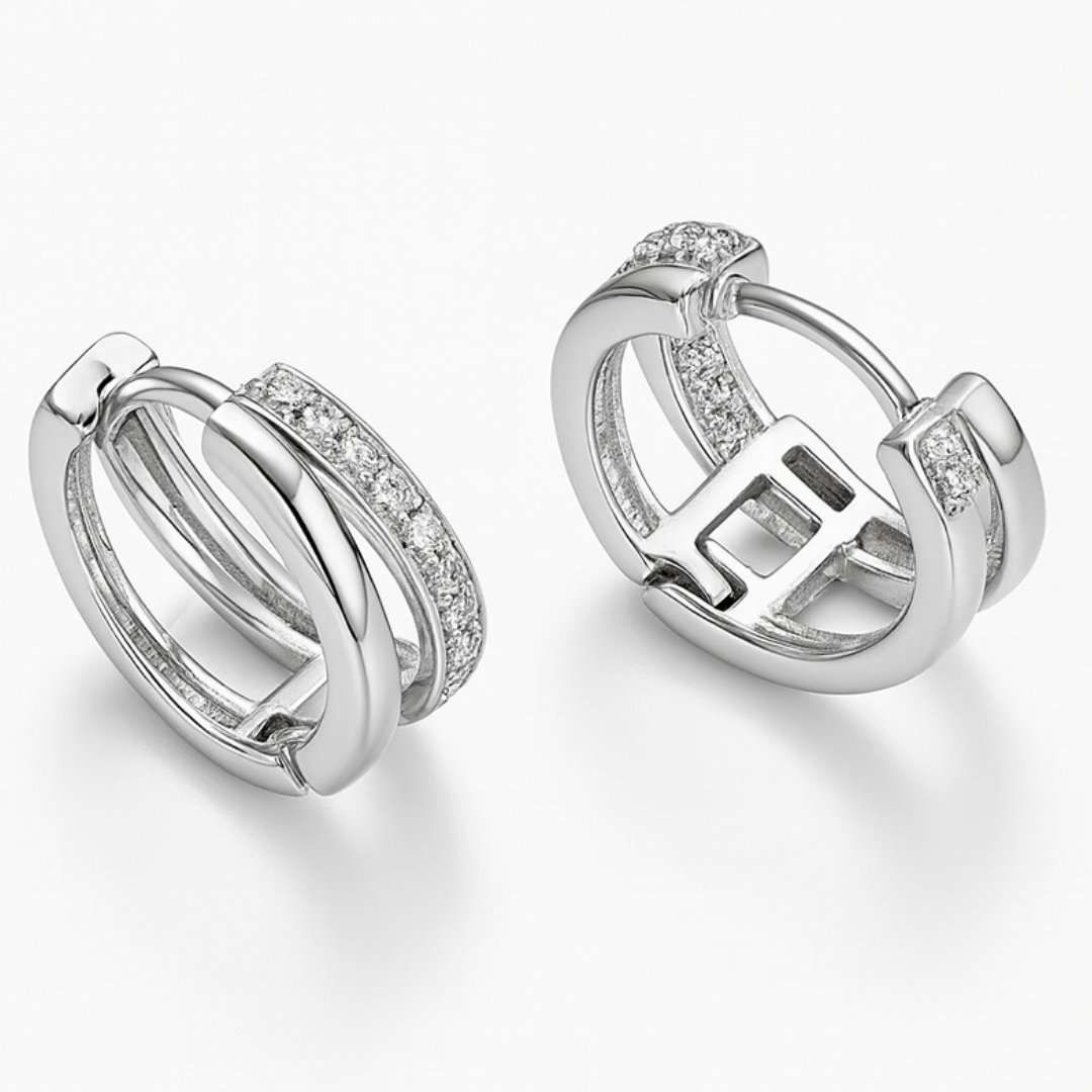 Layered Pavé Huggies