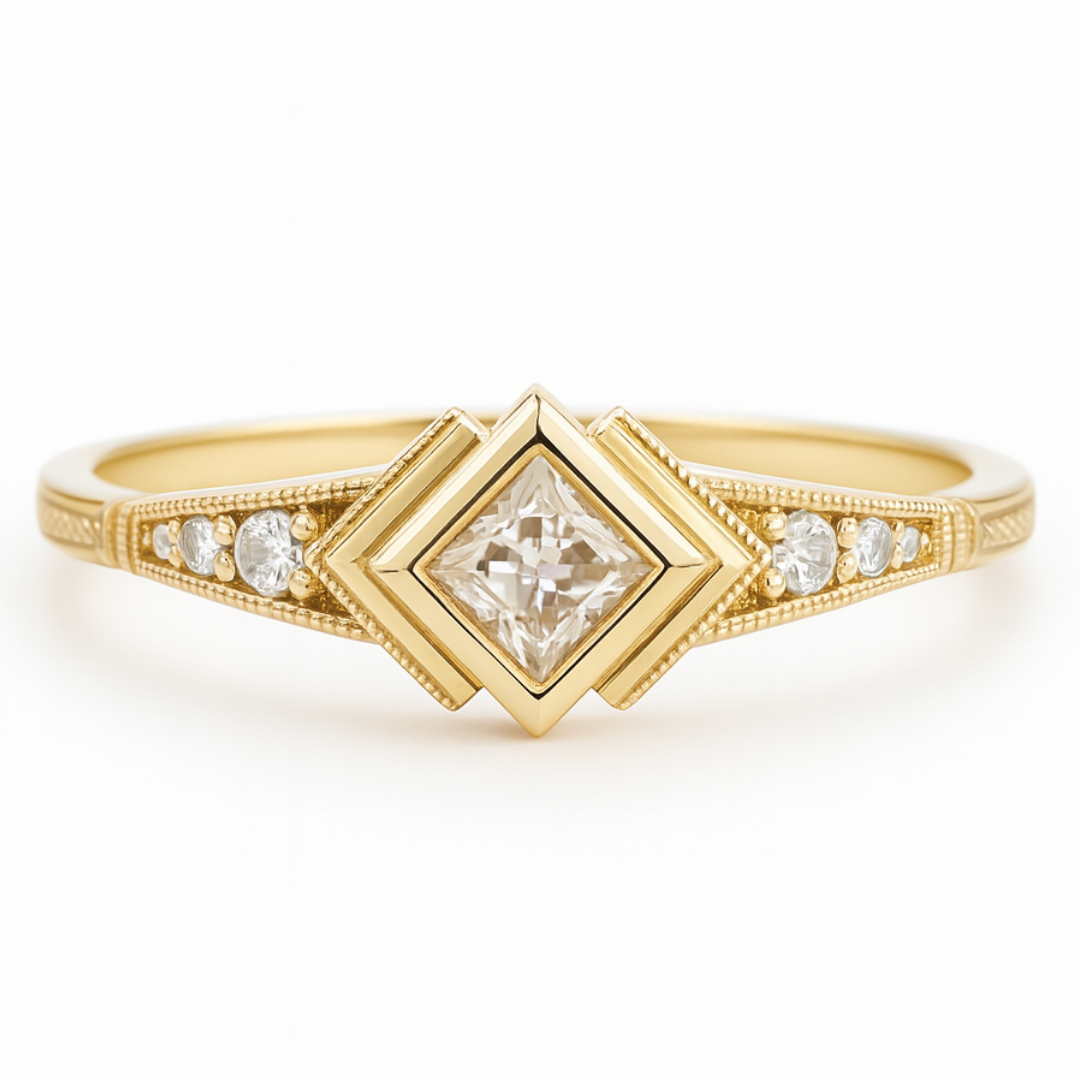 Milgrain Pavé Deco Ring