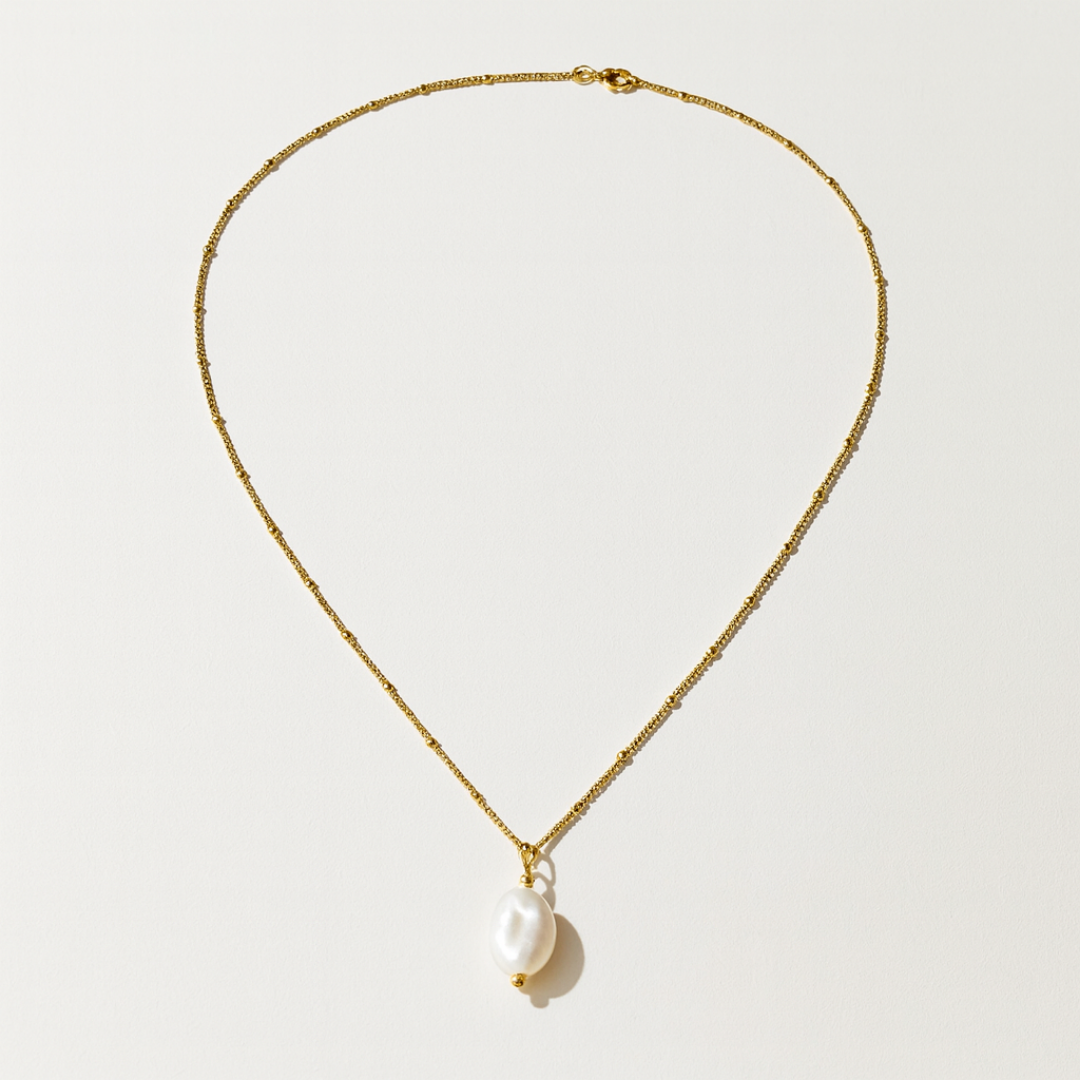 Pearl Charm Gold Necklace