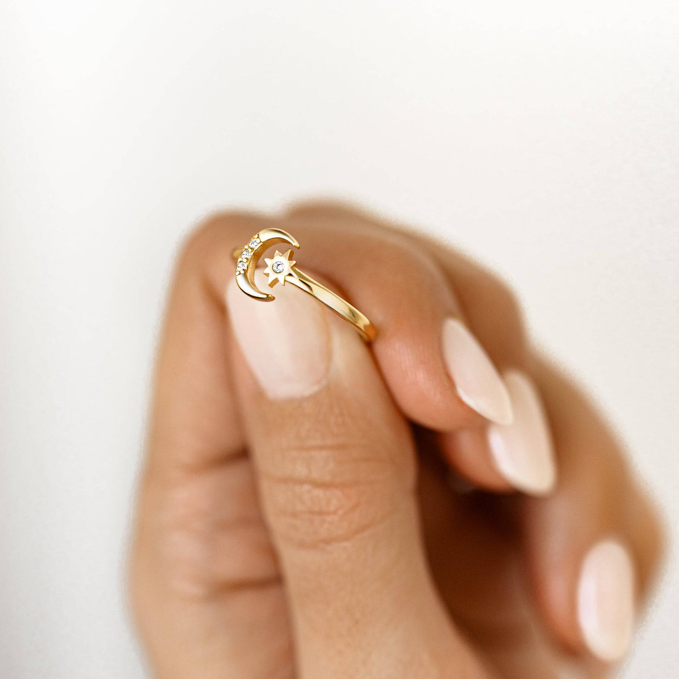 Celestial Sun and Moon Couple Ring