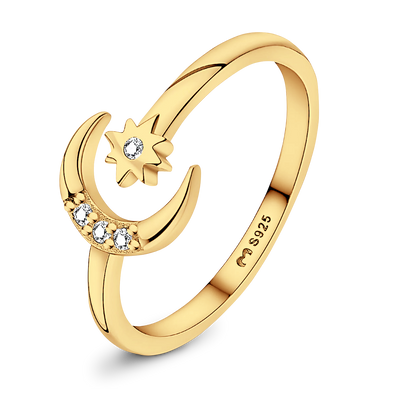 Celestial Sun and Moon Couple Ring