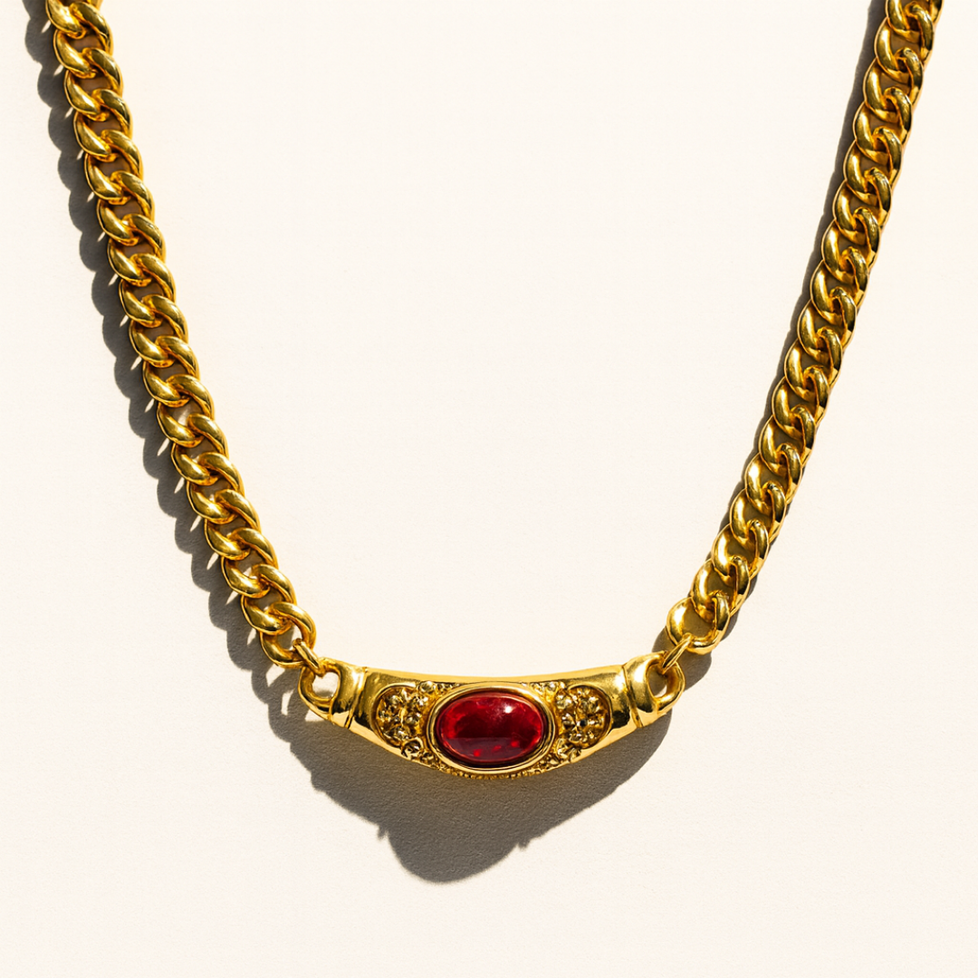 Red Stone Gold Necklace