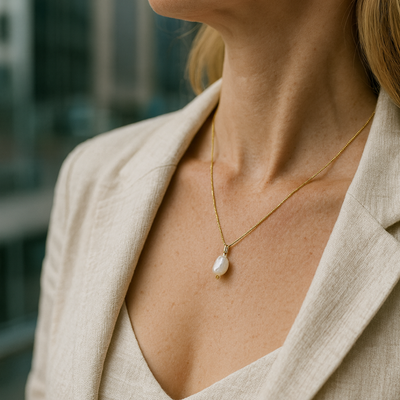 Pearl Charm Gold Necklace