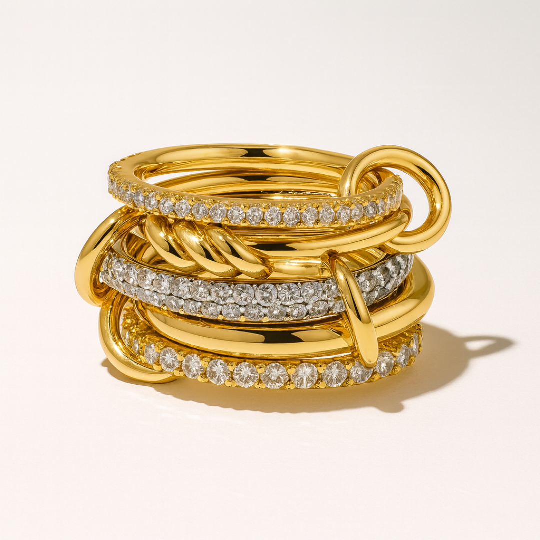 Stacked Crystal Gold Ring