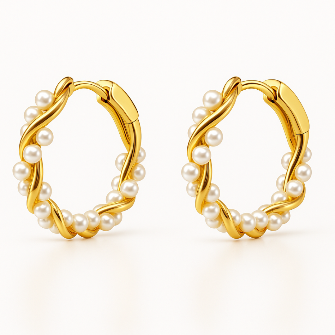 Twisted Pearl Mini Hoops