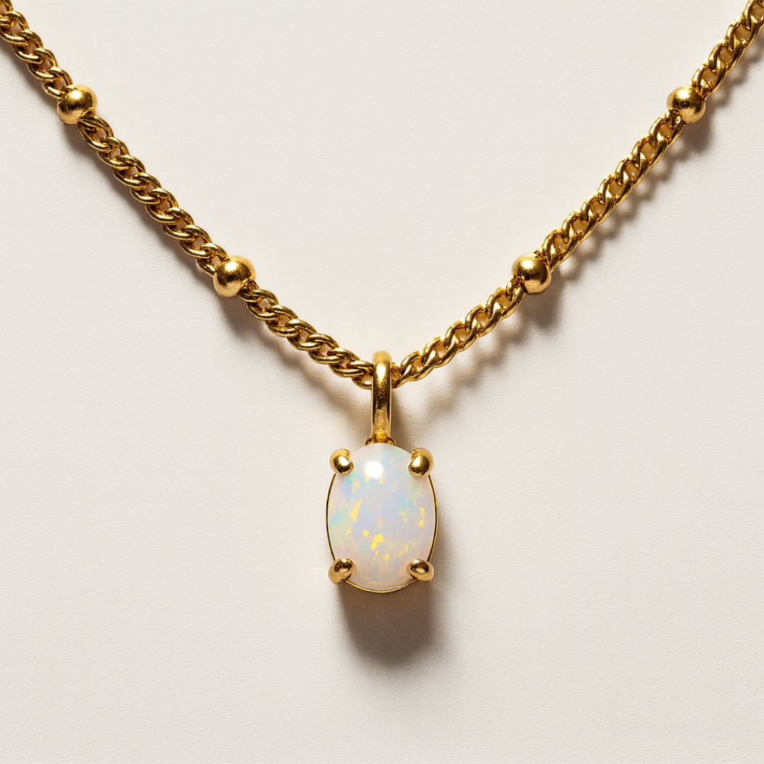 White Opal Gold Necklace