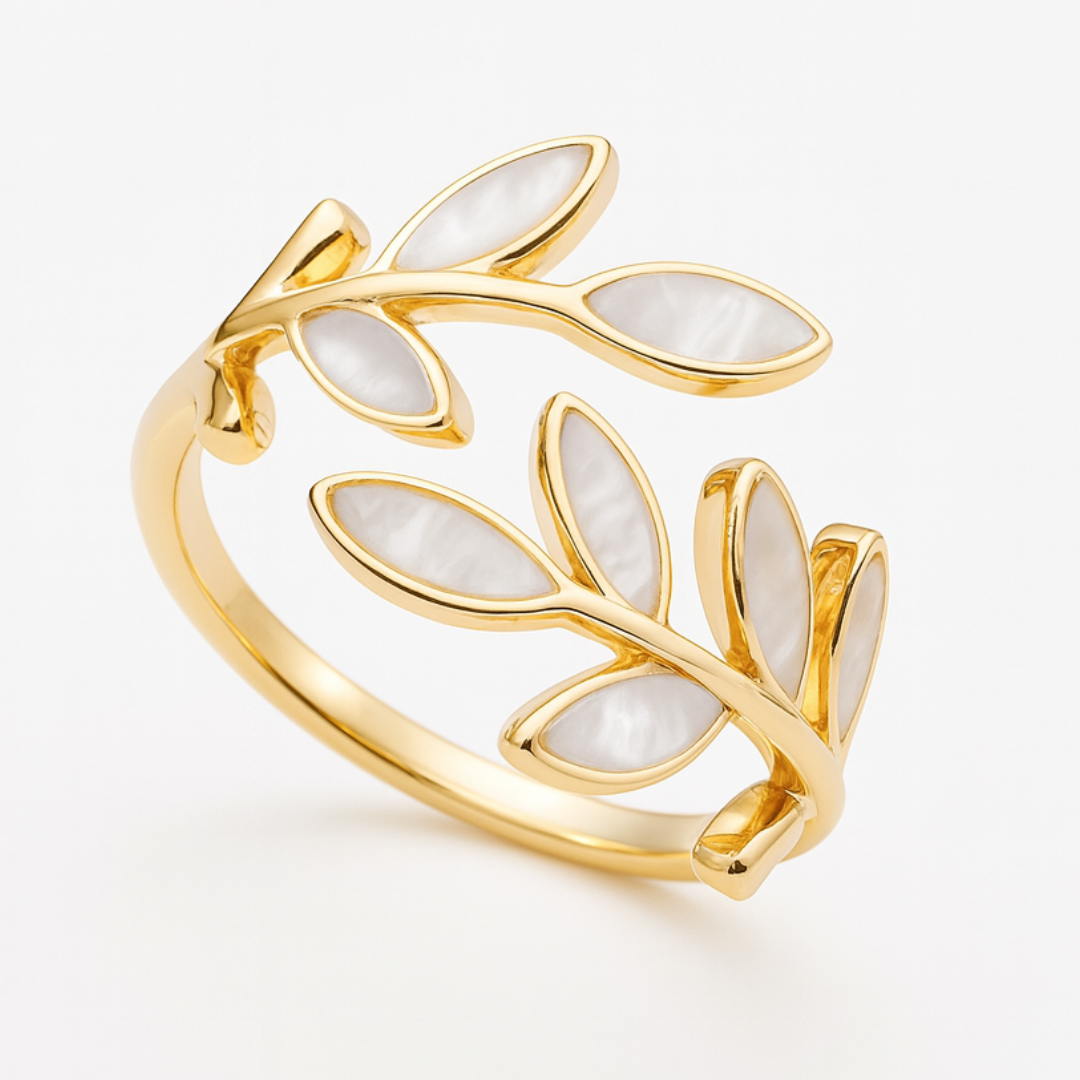 White Shell Vine Wrap Ring